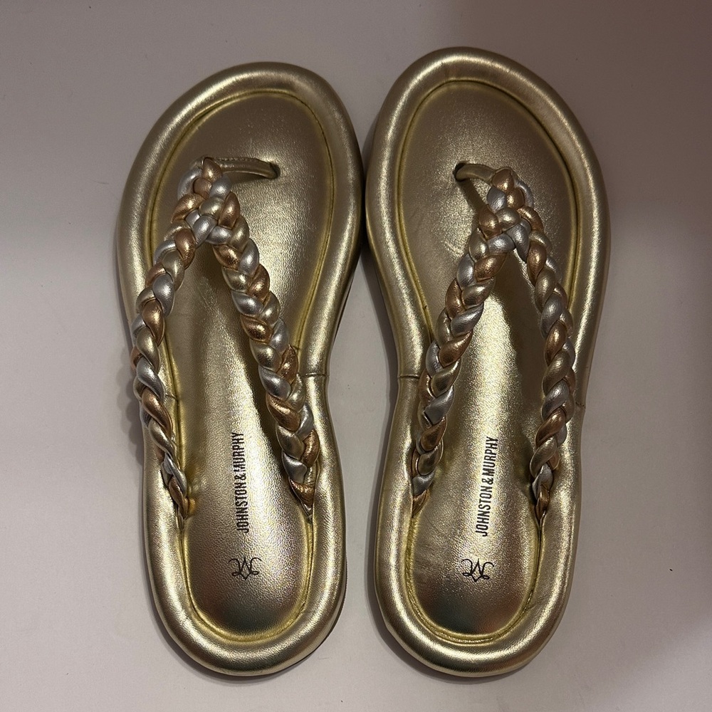 Gold Braided Flip Flops with padded sole